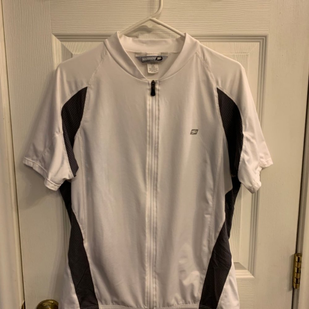 SUGOI Cycling Shirt White Grey With Pockets Compression Full Zip Men’s Size XL